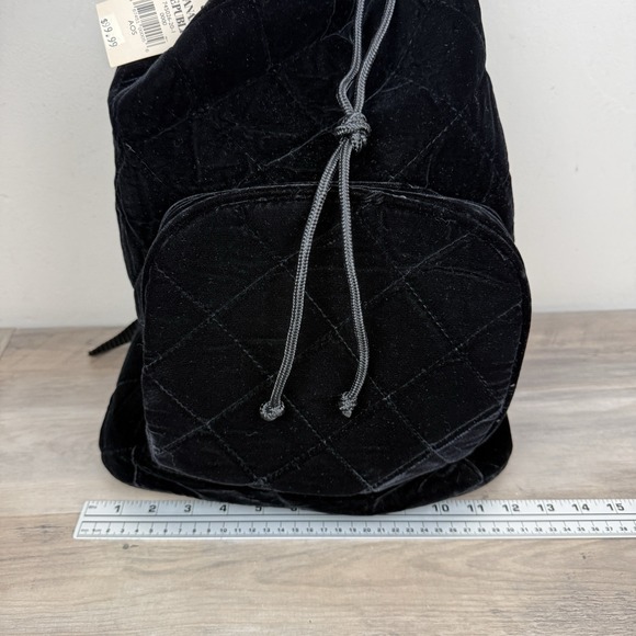 Vtg Banana Republic Backpack‎ Velvet Black Preppy Minimalist 90s Quilted NOS main image 9